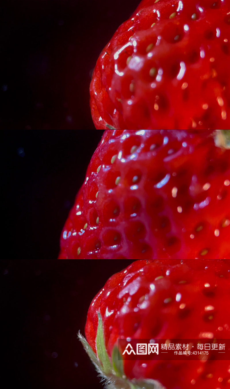 旋转草莓黑场实拍视频素材
