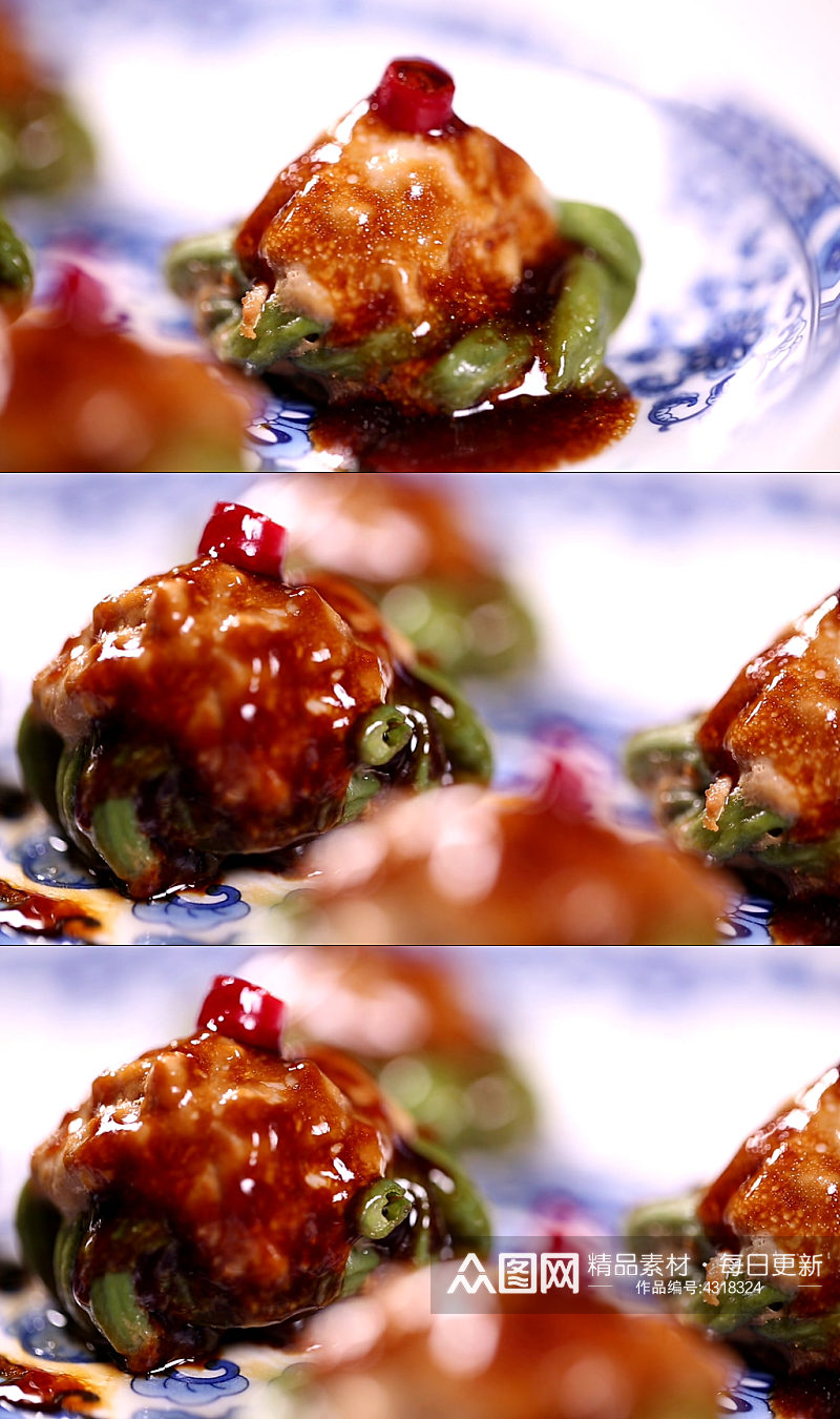 中华美食豇豆酿肉视频素材