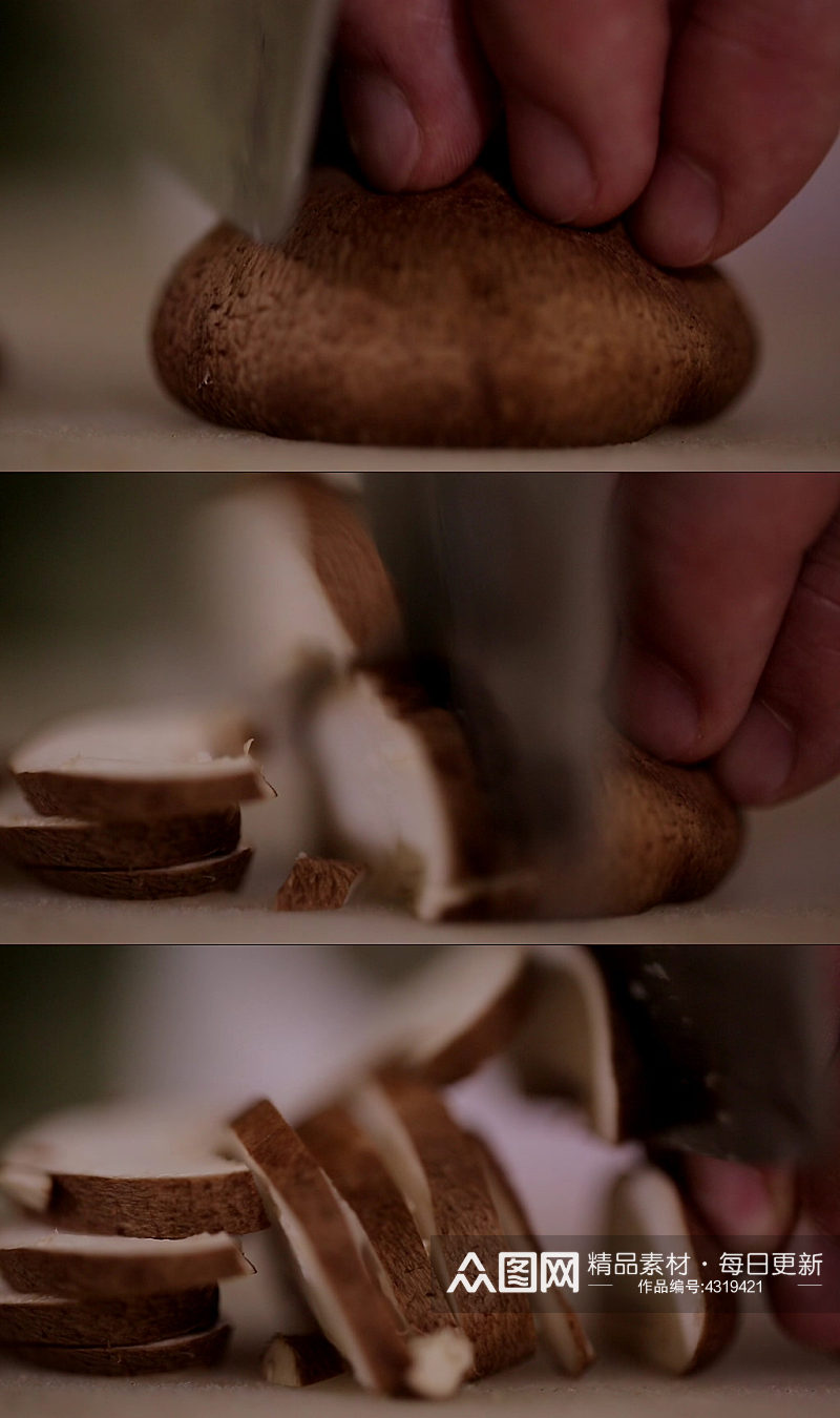 菜刀切鲜香菇实拍素材