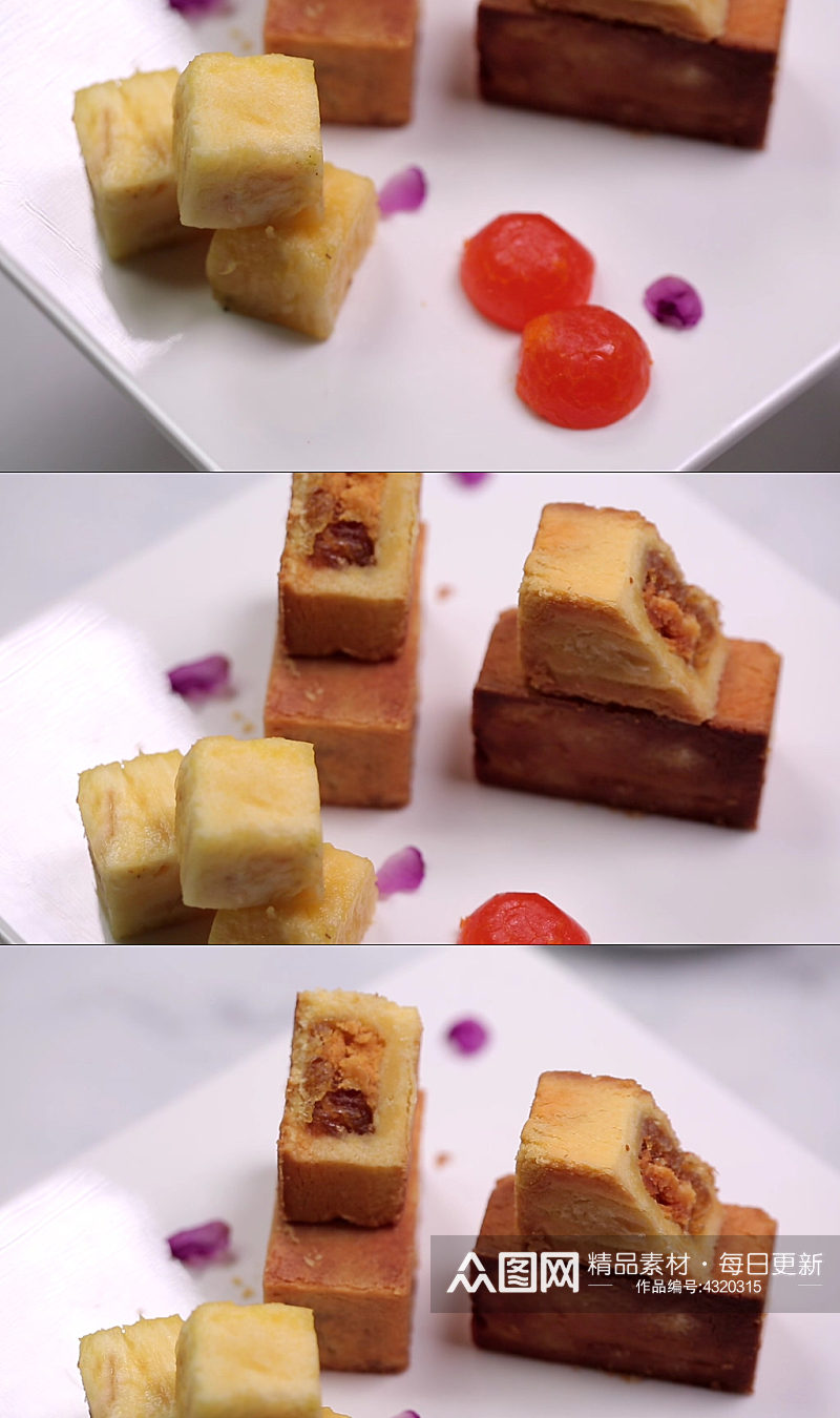 传统小吃糕点帝王酥枣泥酥视频素材