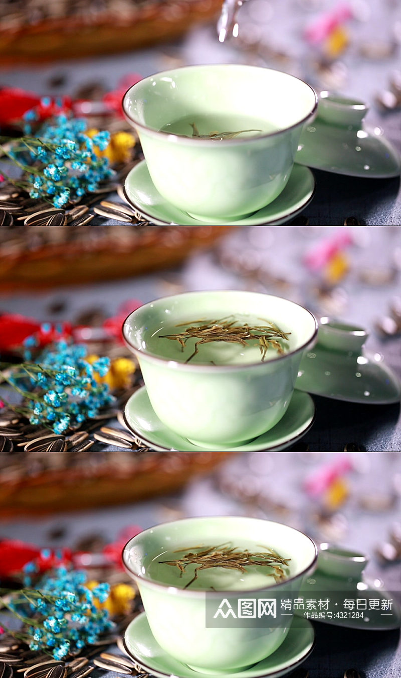 喝茶品茶大碗茶干果茶点实拍素材