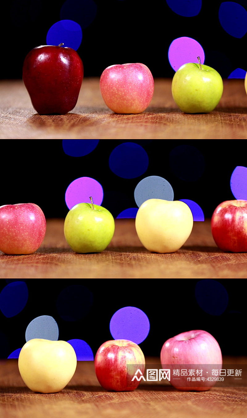 五颜六色的各种苹果实拍素材