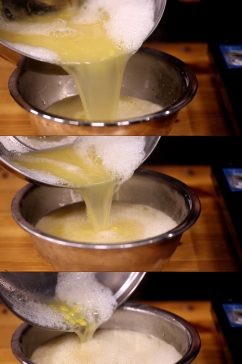 煮沸的玉米面粥熬粥视频