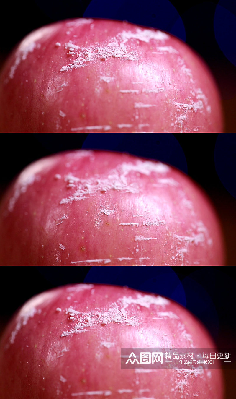 水果刀刮红富士红苹果表面果蜡素材