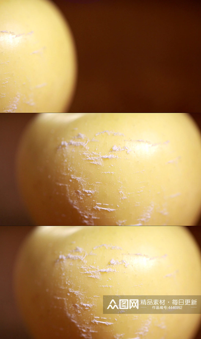 水果刀刮黄香蕉黄苹果表面果蜡实拍素材