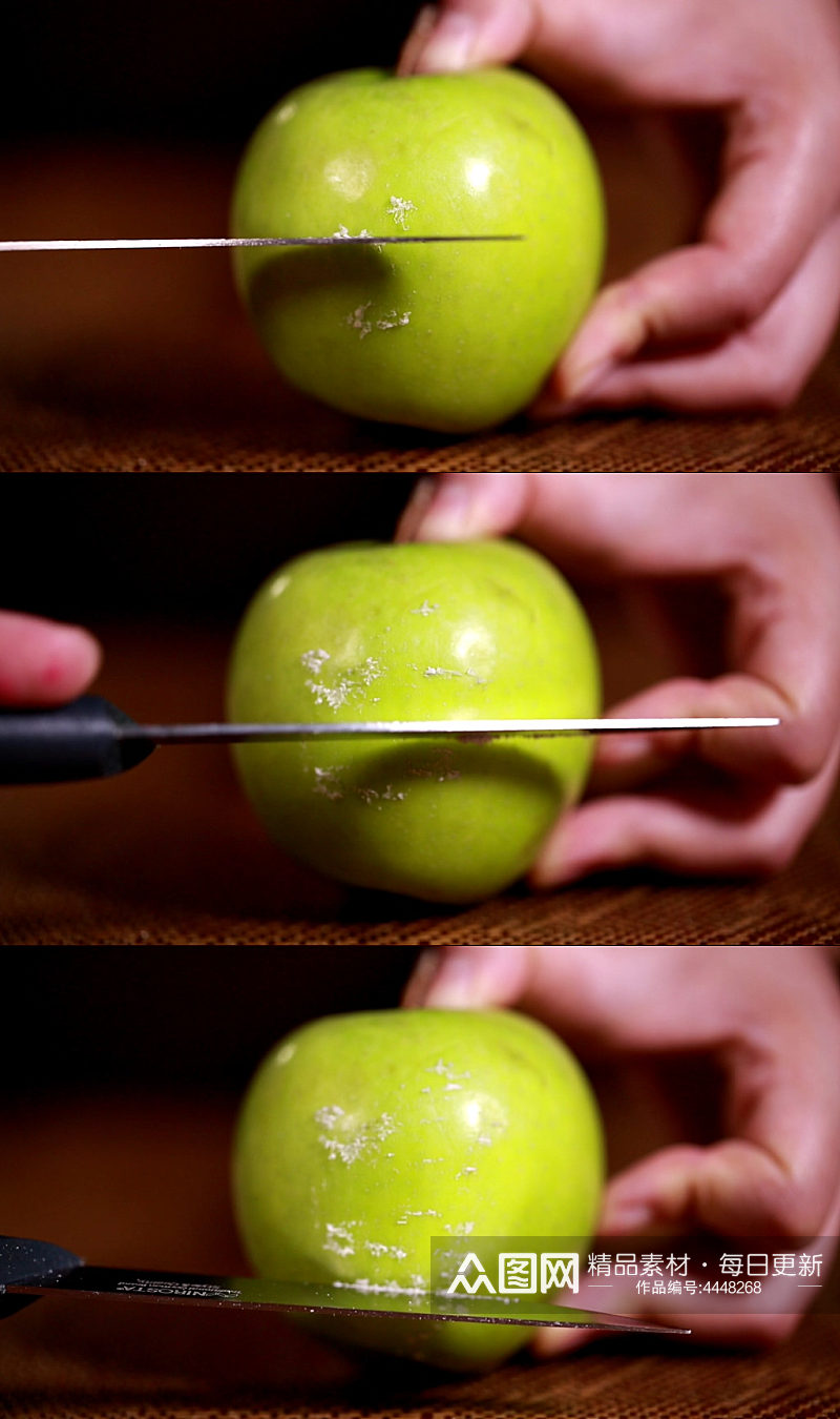 小刀刮青苹果表面果蜡视频素材