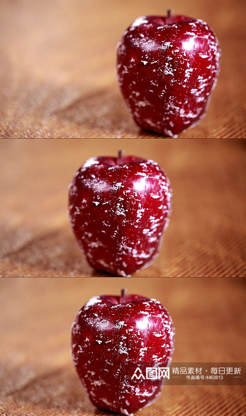水果刀刮蛇果红苹果表面果蜡实拍素材