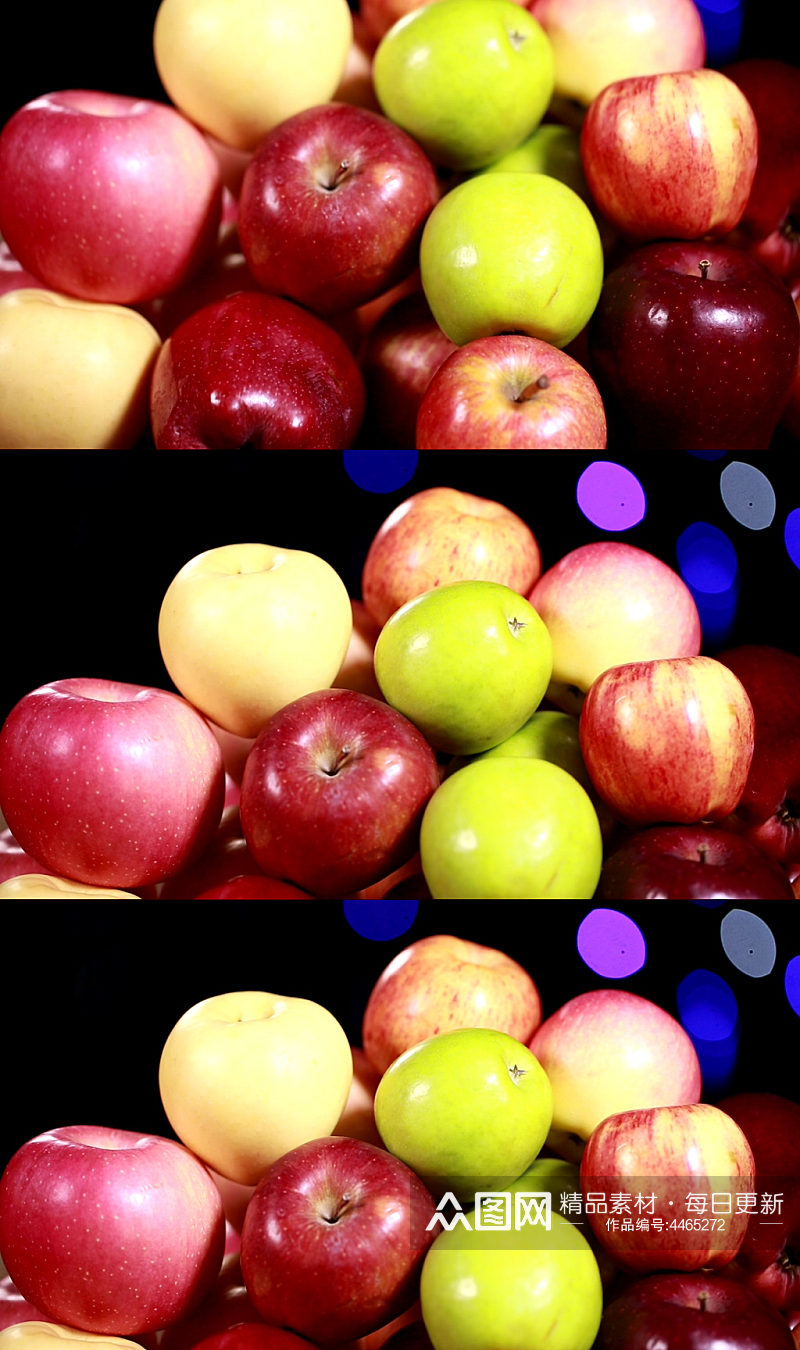 五颜六色的各种苹果实拍素材