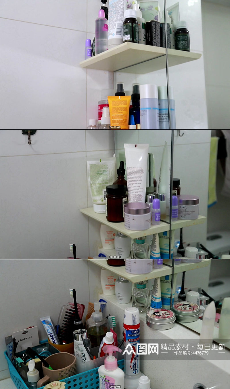 化妆台盥洗池化妆品保养品视频素材