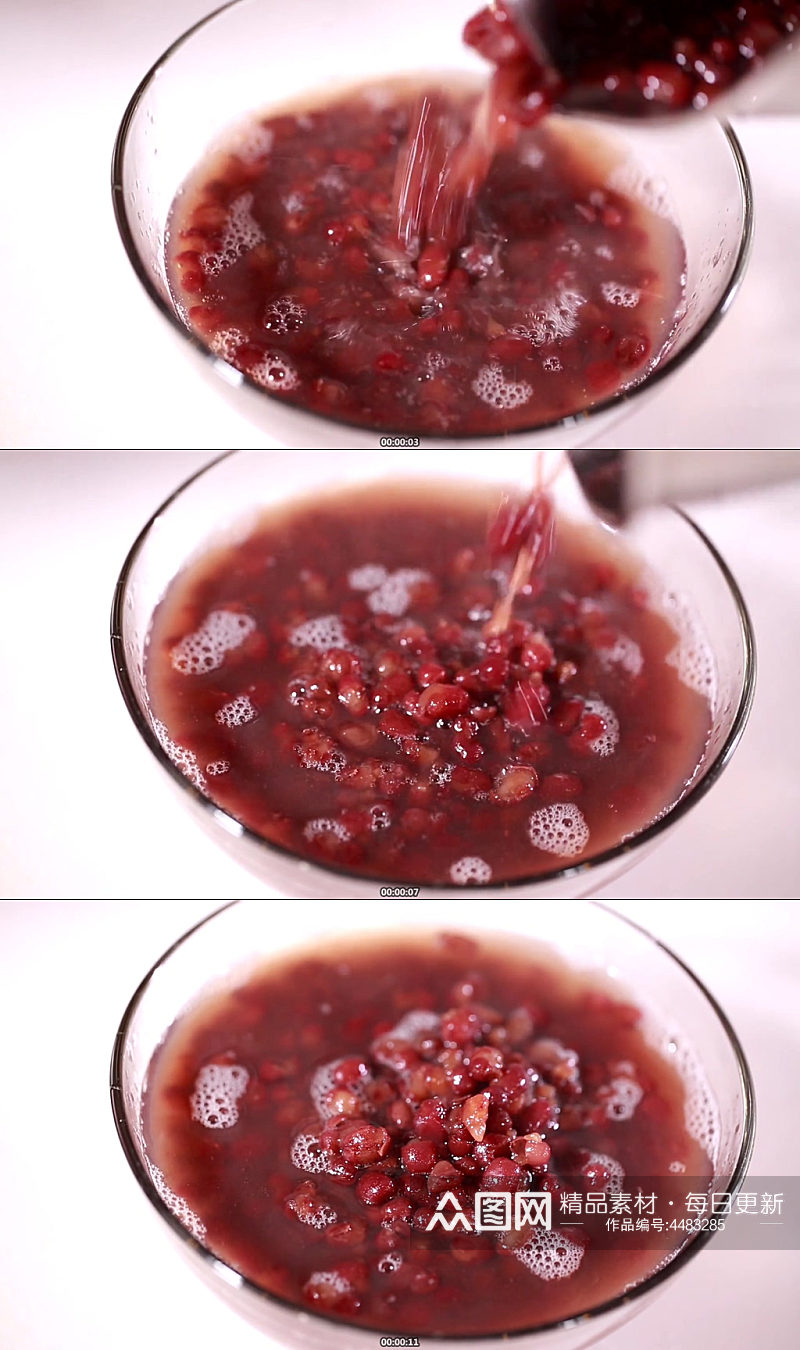 水煮红豆沙红豆汤实拍素材