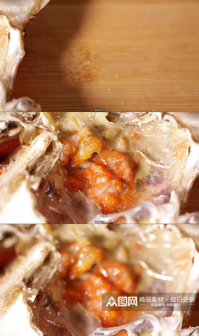 吃螃蟹掰开梭子蟹视频素材
