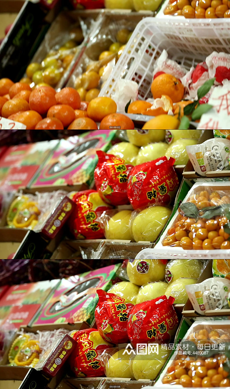菜市场卖水果柚子橙子视频素材