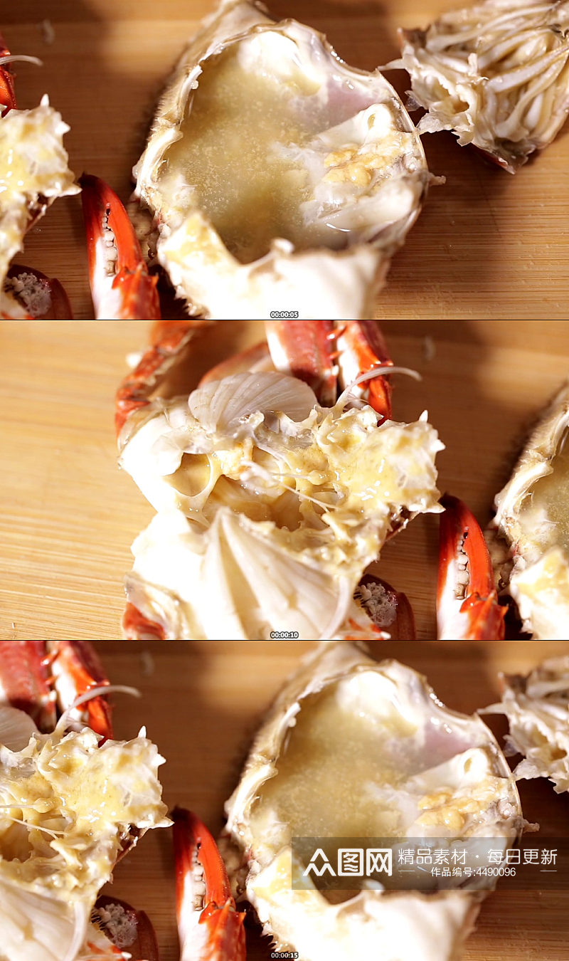 吃螃蟹掰开梭子蟹实拍素材