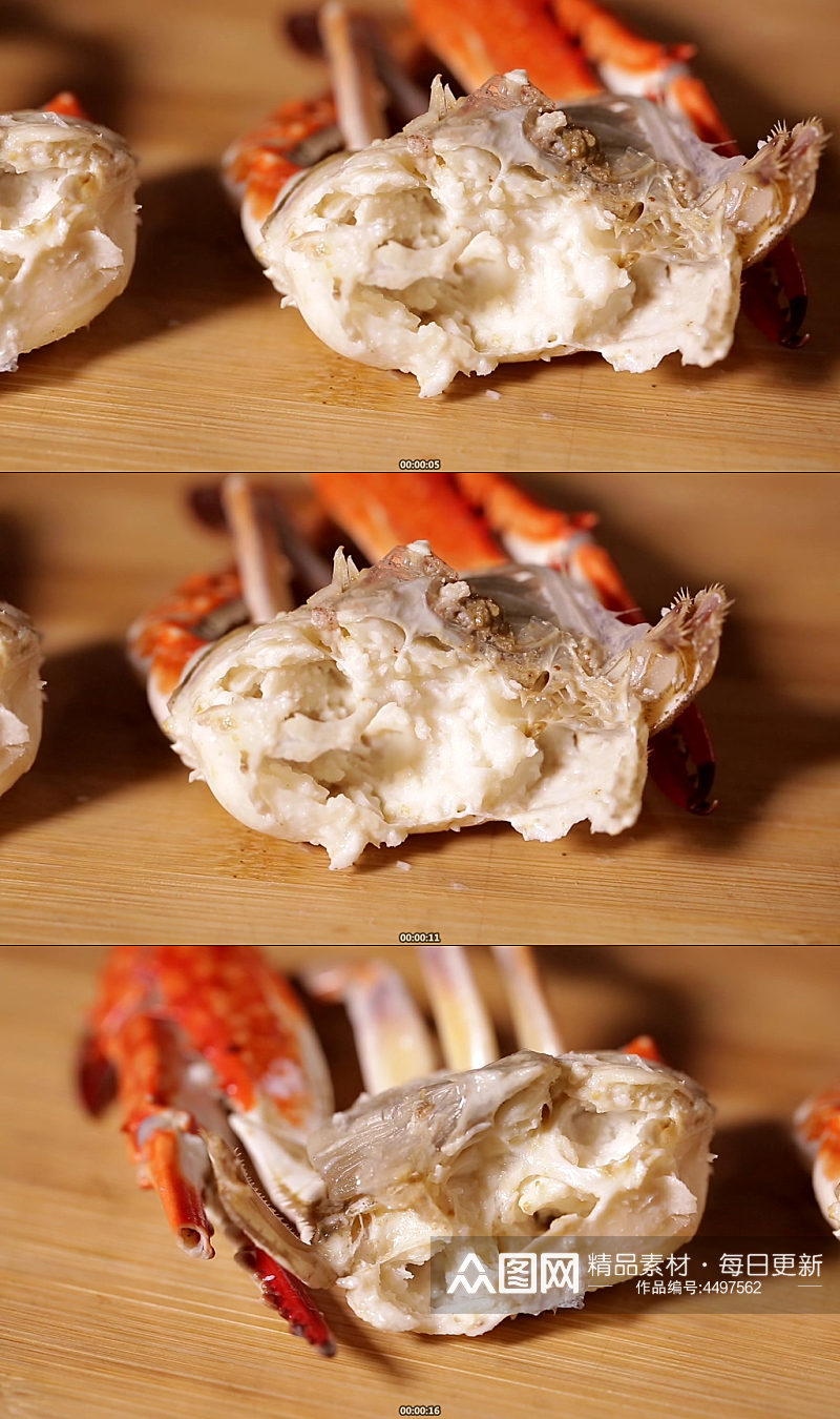 吃螃蟹掰开梭子蟹视频素材