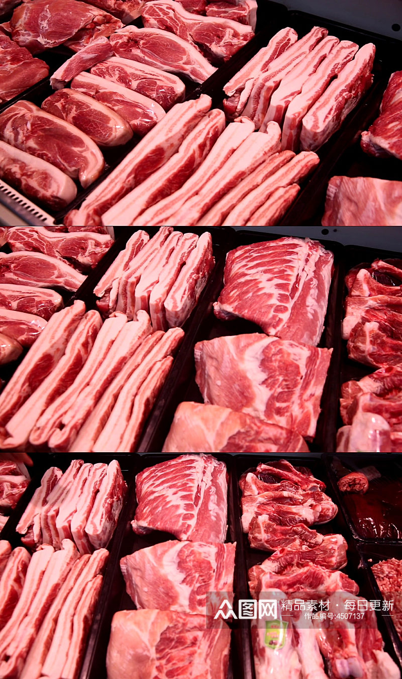 超市买猪肉实拍视频素材