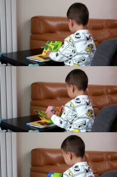 儿童小男孩玩耍看书玩手机