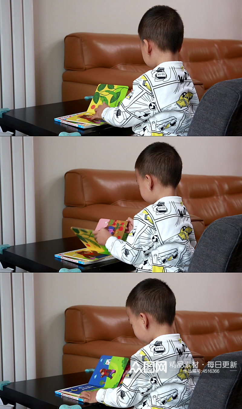 儿童小男孩玩耍看书玩手机素材