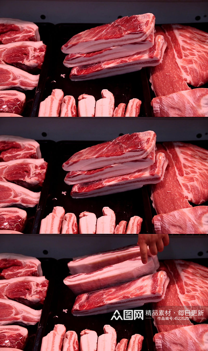 超市买猪肉实拍视频素材