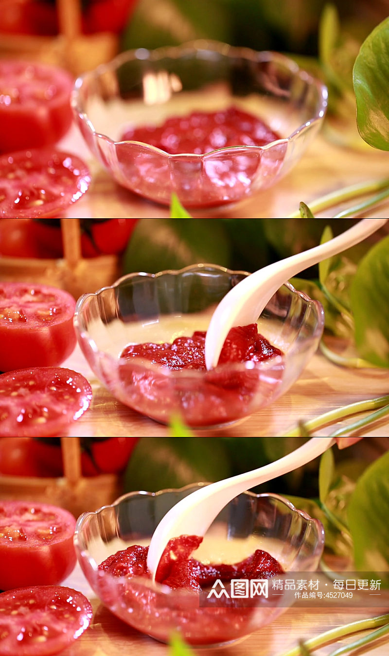 自制番茄酱调料实拍素材