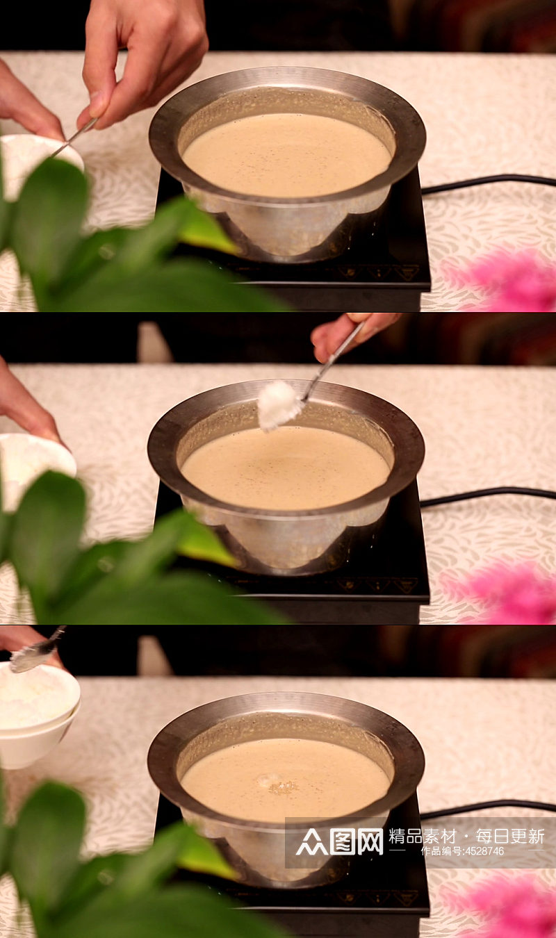 熬五谷豆浆制作核桃酪素材