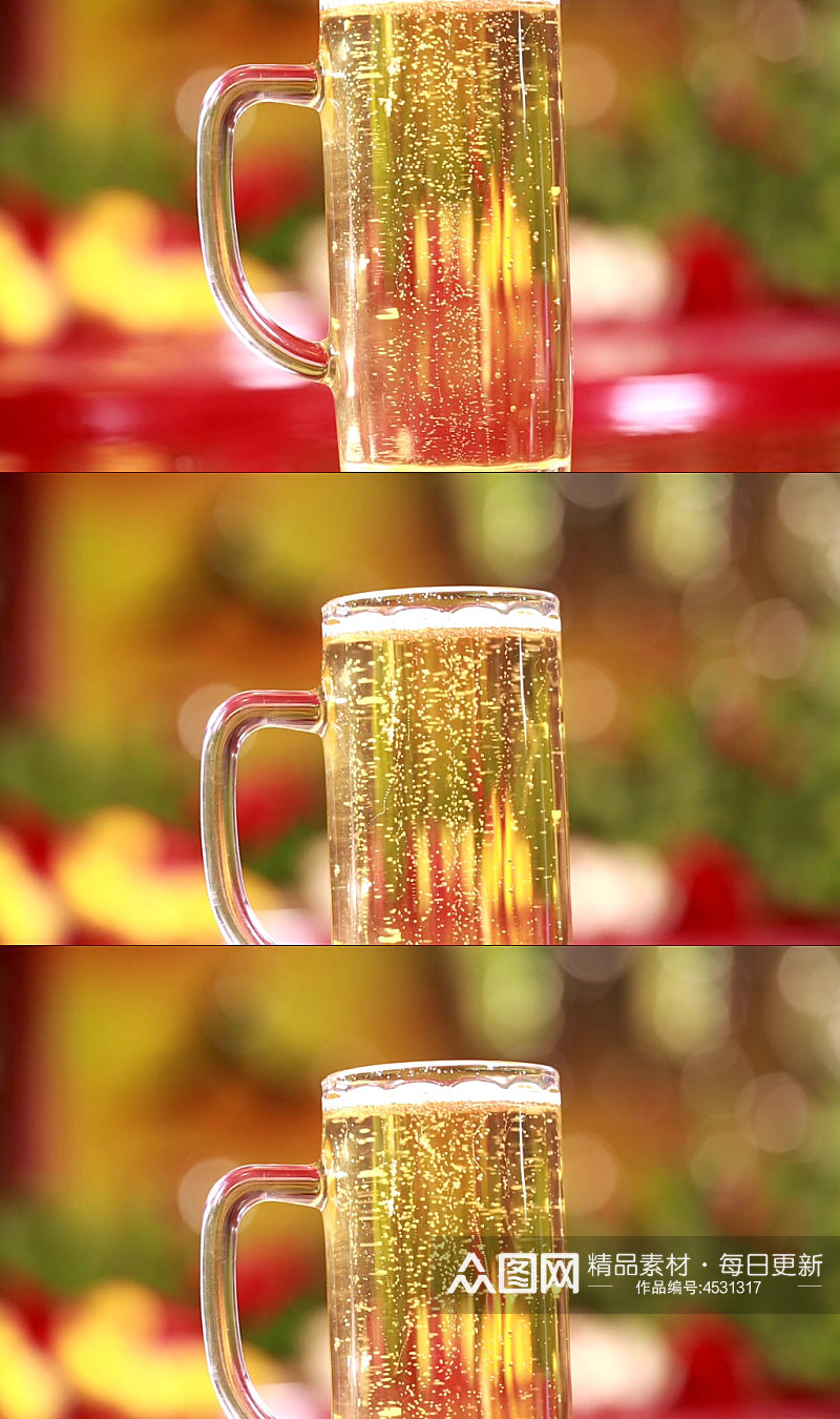 啤酒杯扎啤杯倒啤酒泡沫实拍素材