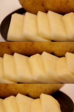 大厨切土豆实拍视频