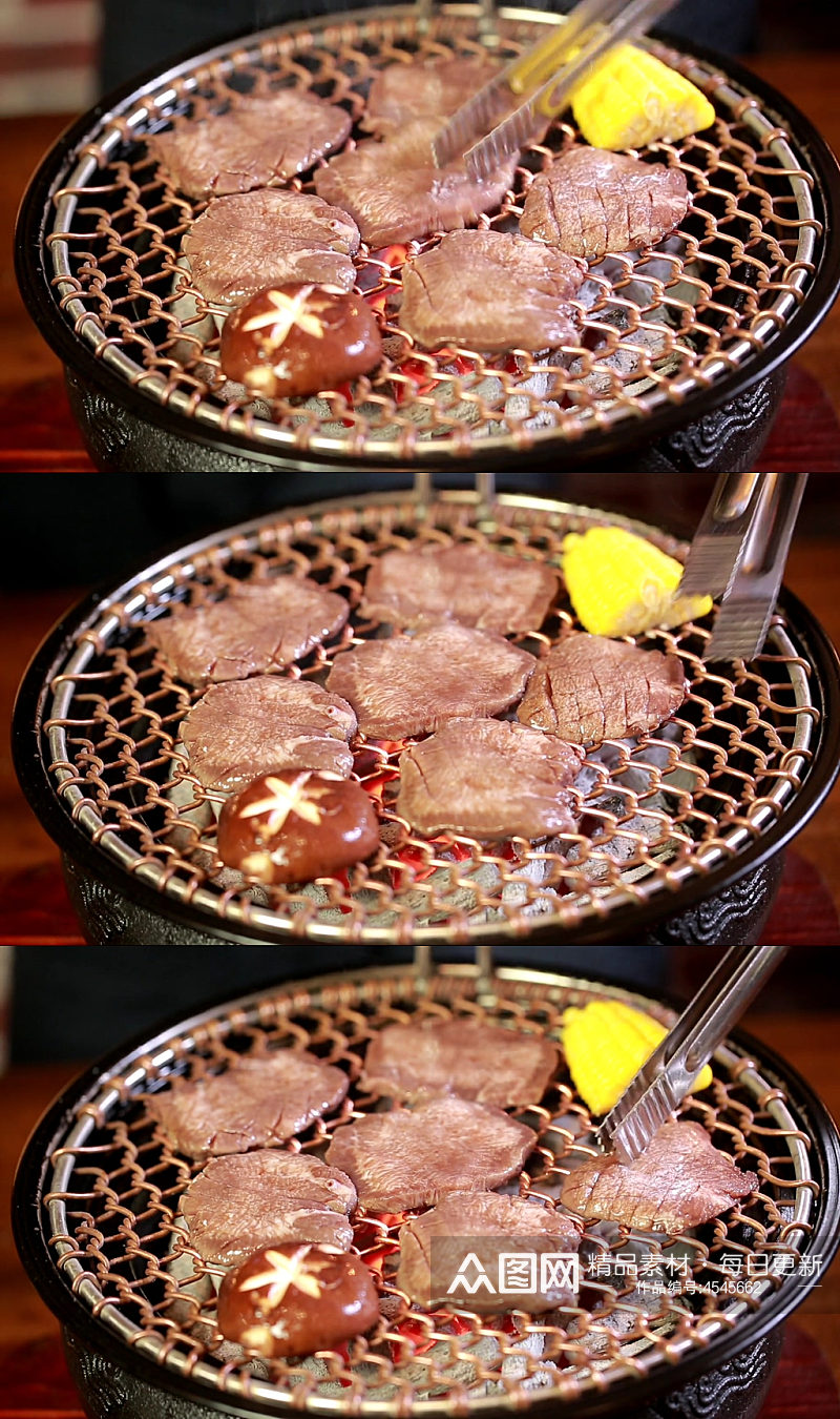 韩式篦子烤肉炭火烧烤素材