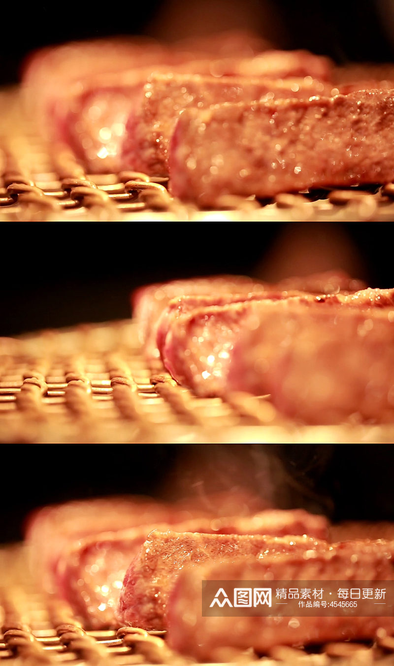 韩式篦子烤肉炭火烧烤实拍素材