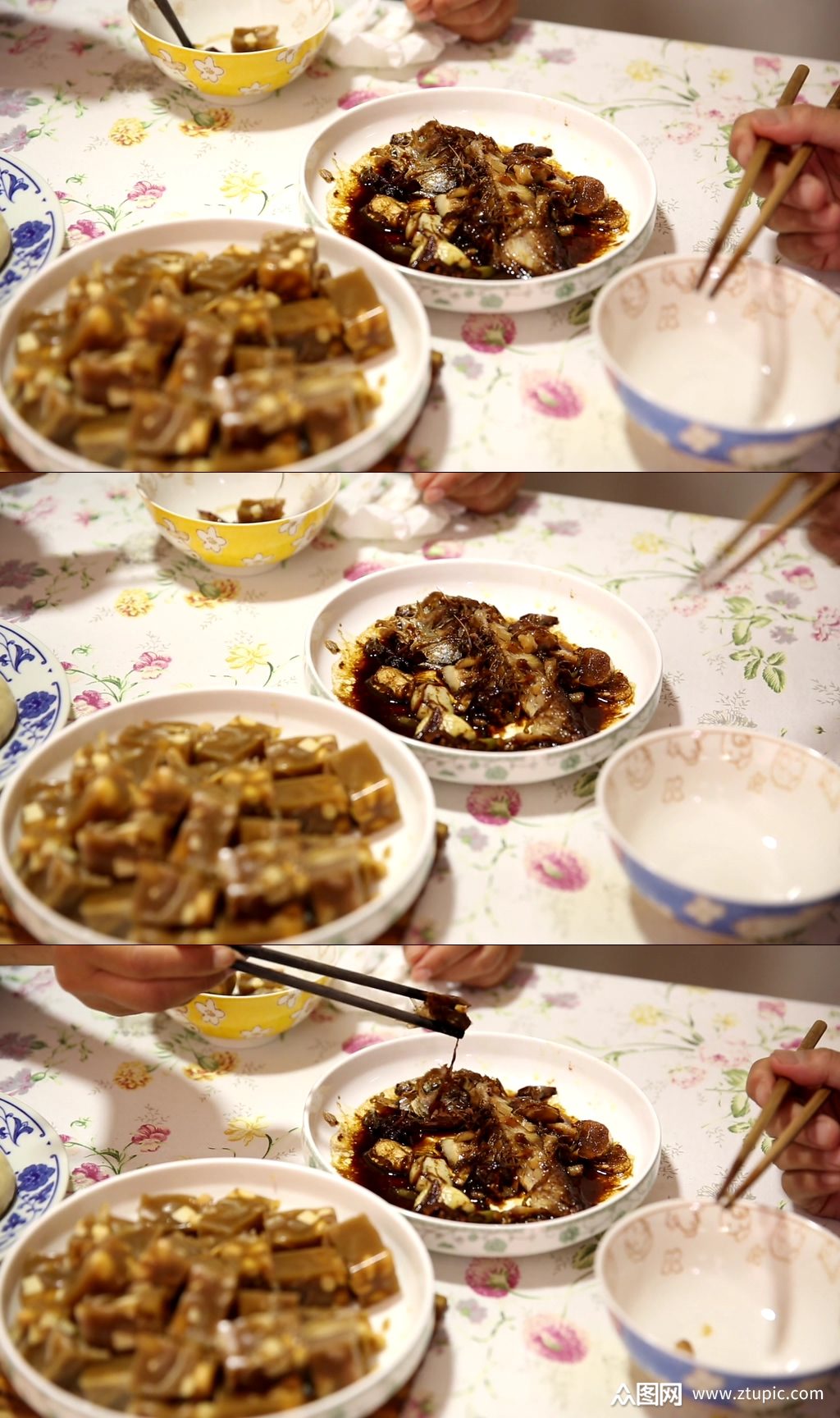 百姓餐桌家人吃完饭素材