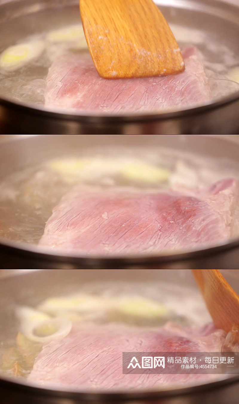 葱姜水煮五花肉实拍素材