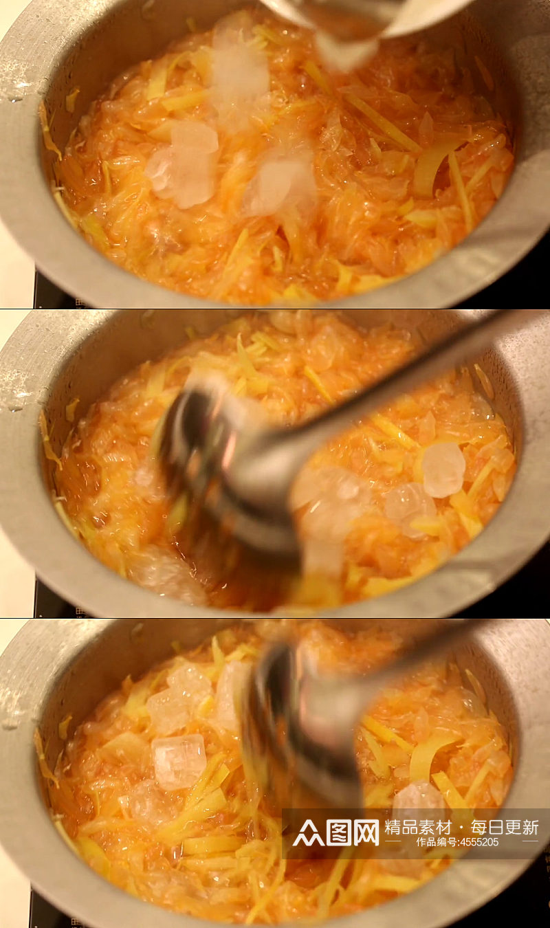 果肉柚子皮煮制柚子茶实拍素材