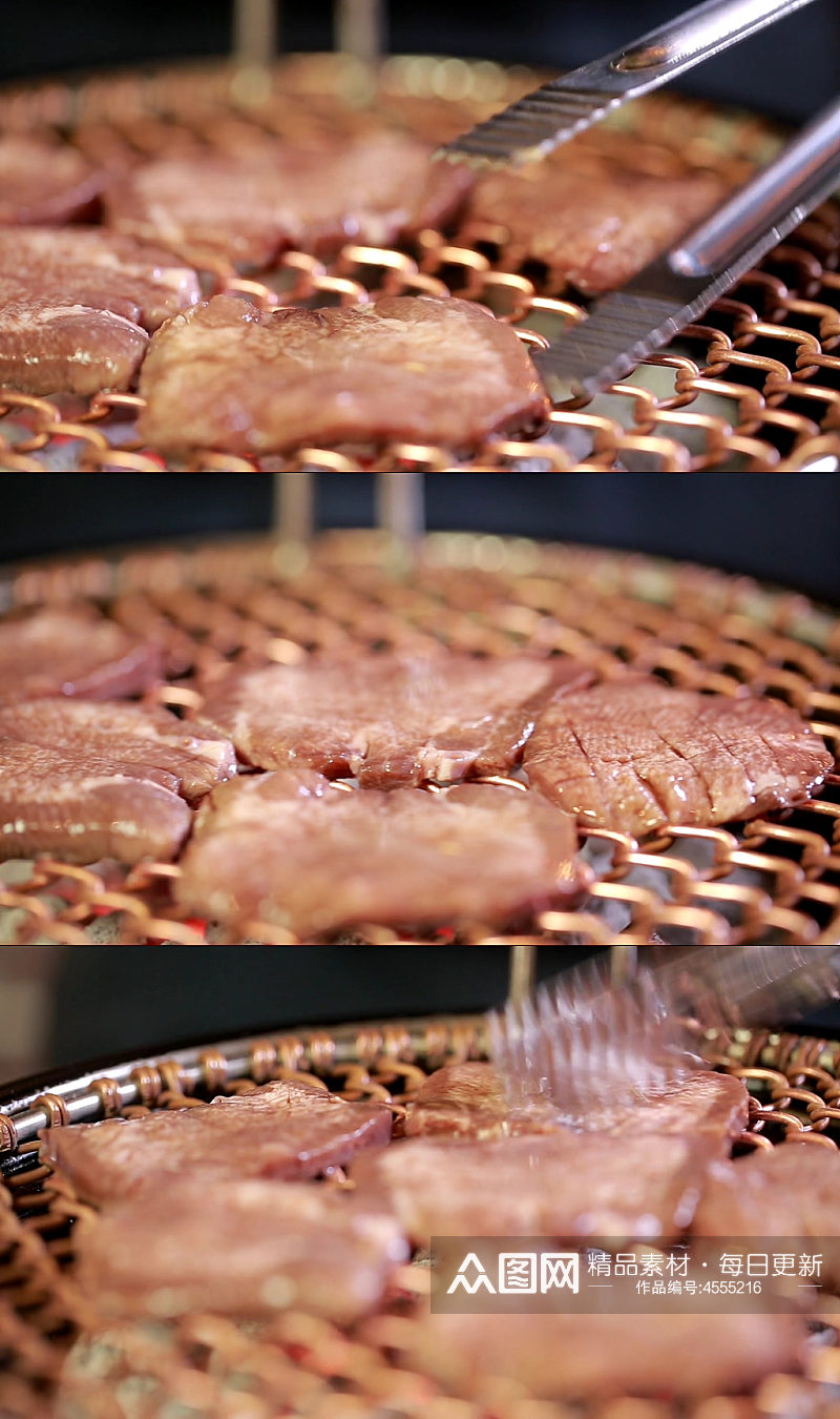 韩式篦子烤肉炭火烧烤视频素材