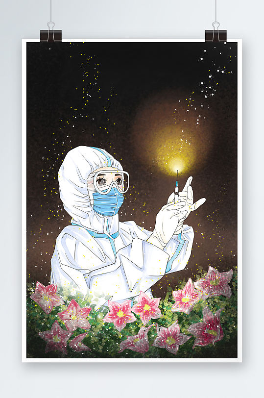 疫苗接种防疫医生医护人员打针的护士人物插画