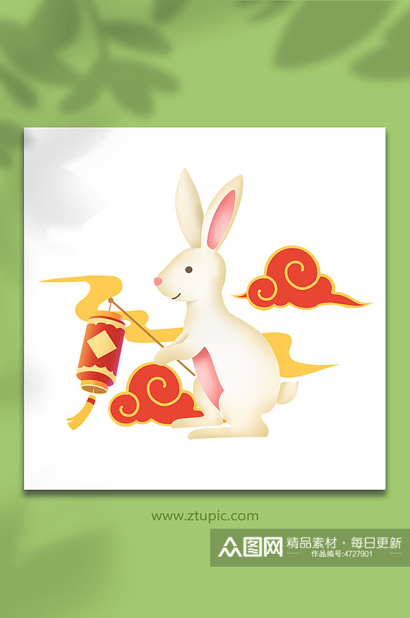 兔年卡通提灯笼的兔子免扣插画素材