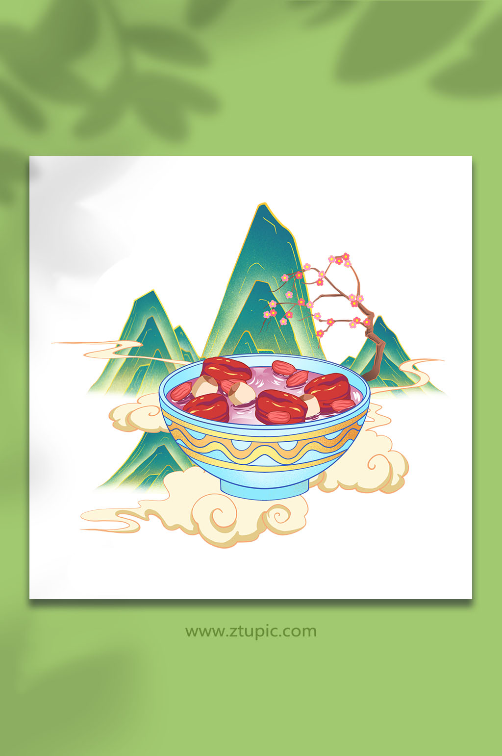 国潮腊八节腊八粥免扣元素插画素材