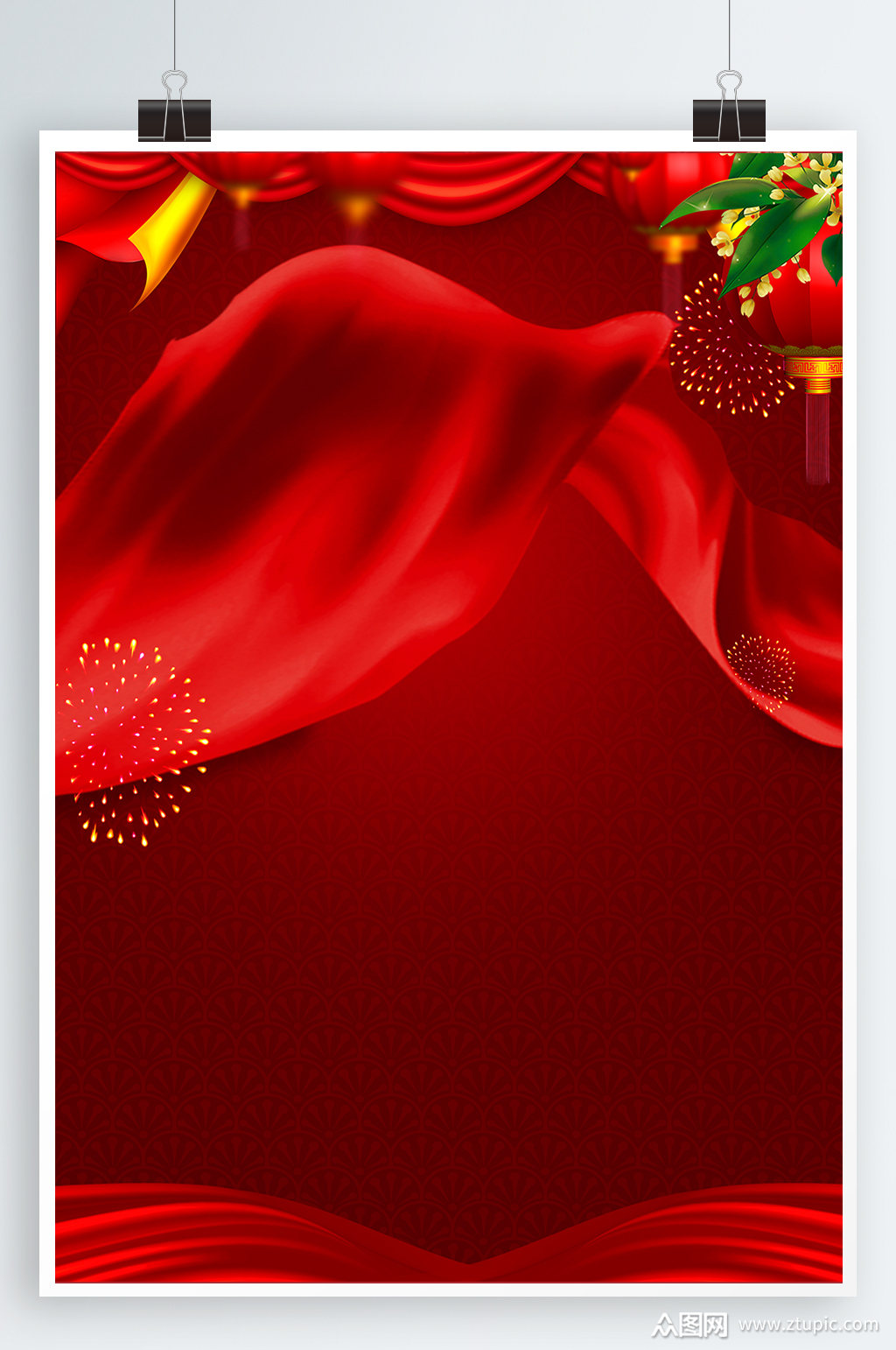 红丝绸背景红色海报背景