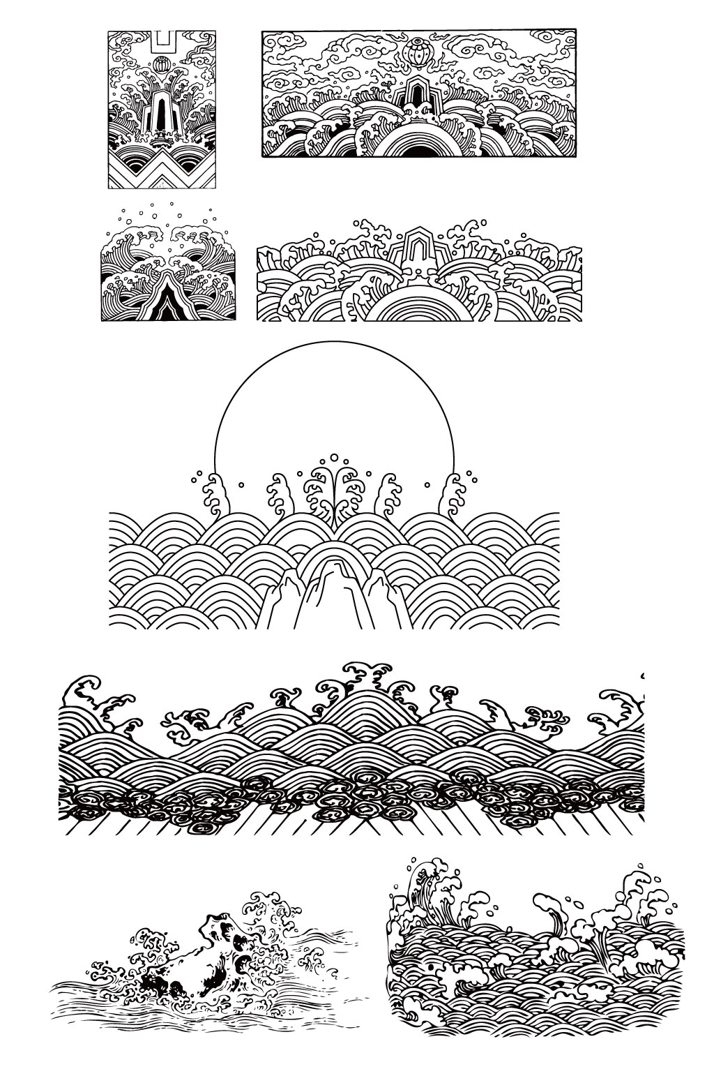 大海海浪传统水纹