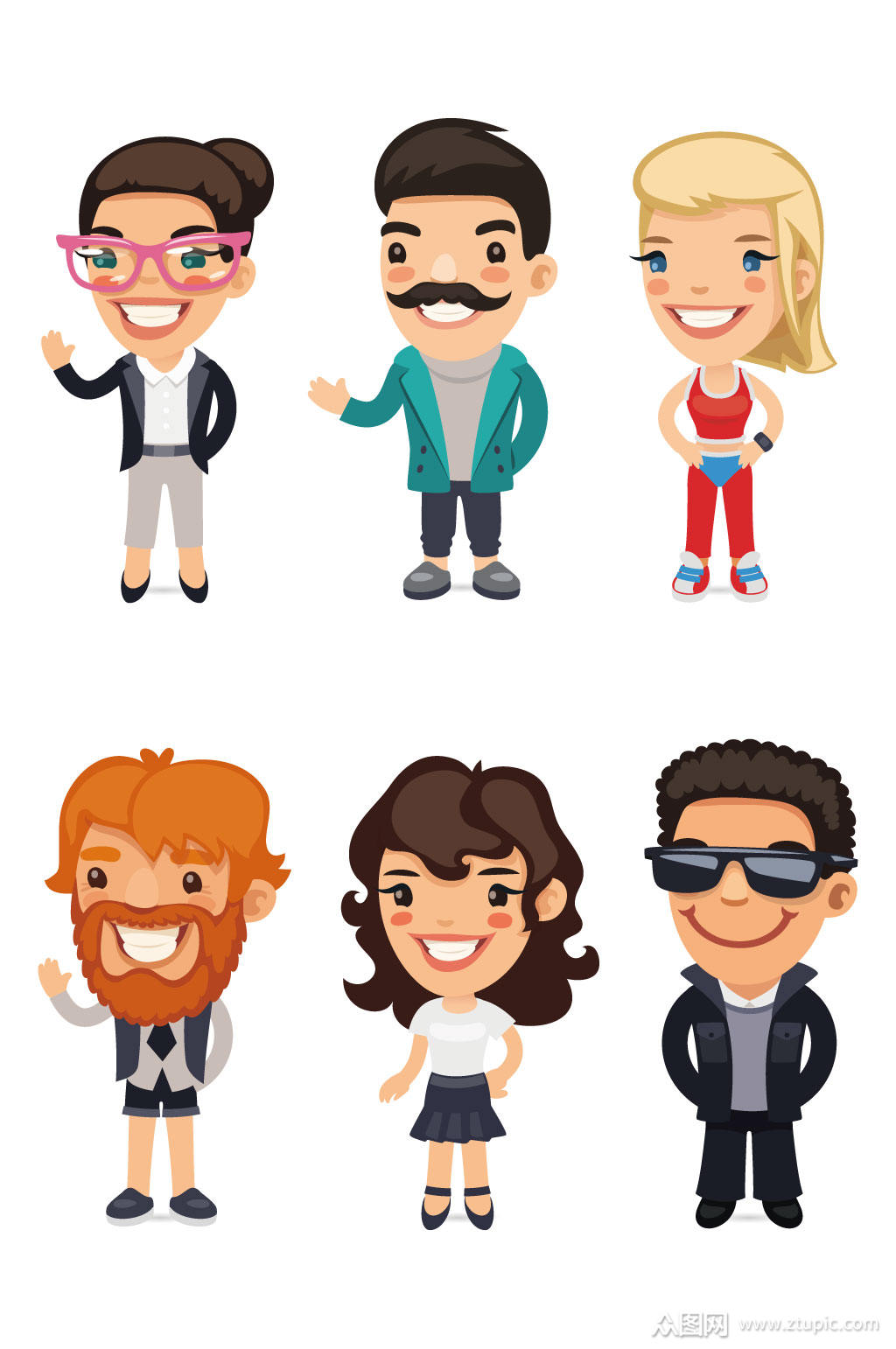 扁平卡通人物矢量卡通人物