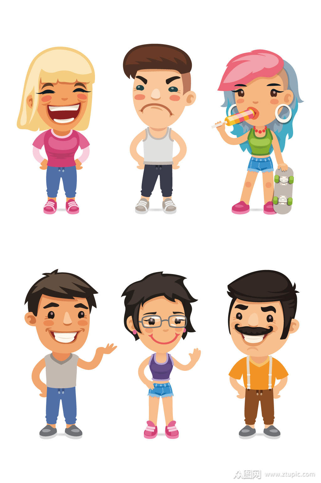 时尚人物图像扁平卡通人物