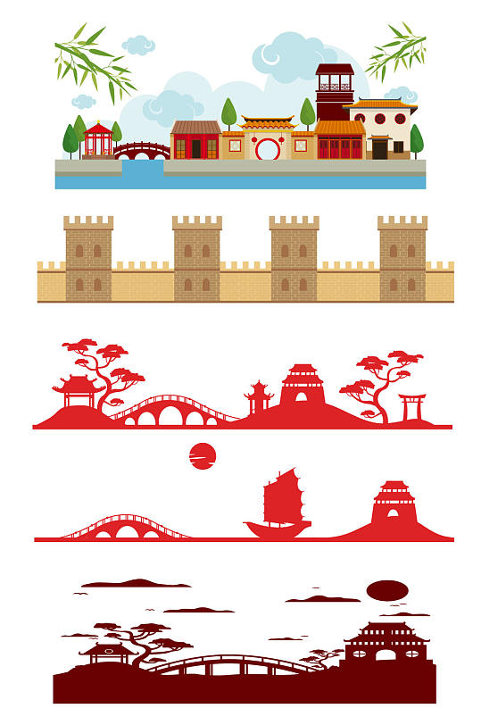 中式亭子仿古建筑 元素-众图网