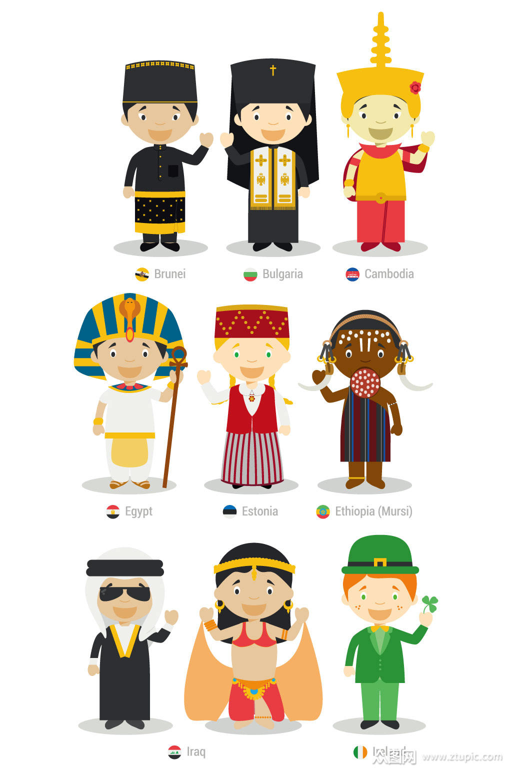 各国人物图像修女元素素材