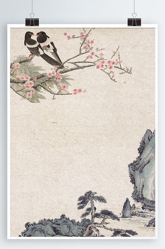 国潮水墨山水工笔花鸟
