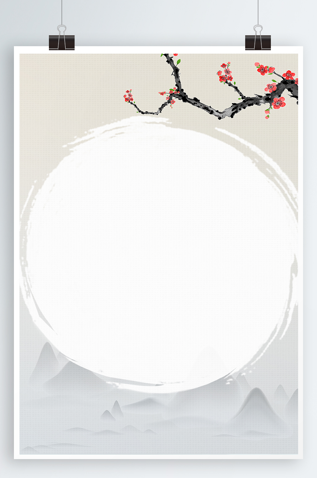工笔花鸟水墨梅花背景素材