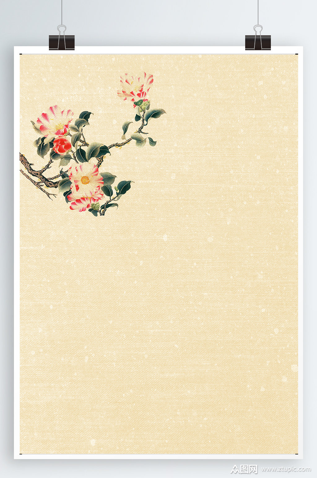 中国画花卉海报背景