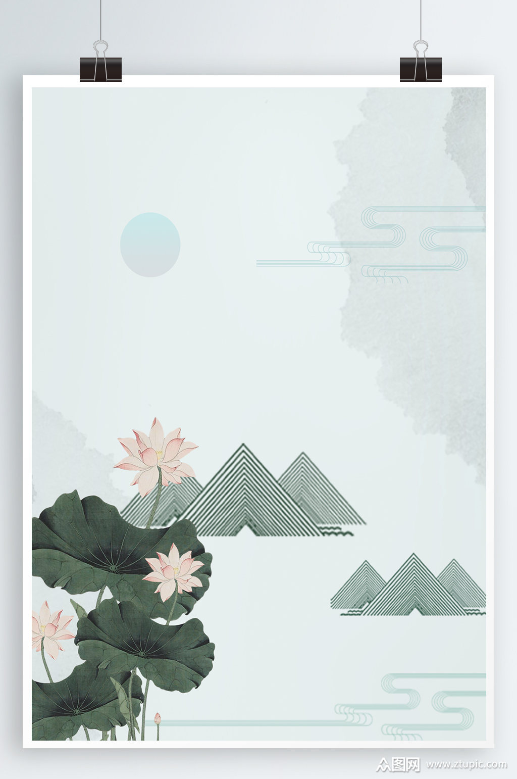 水墨荷花素雅荷花图