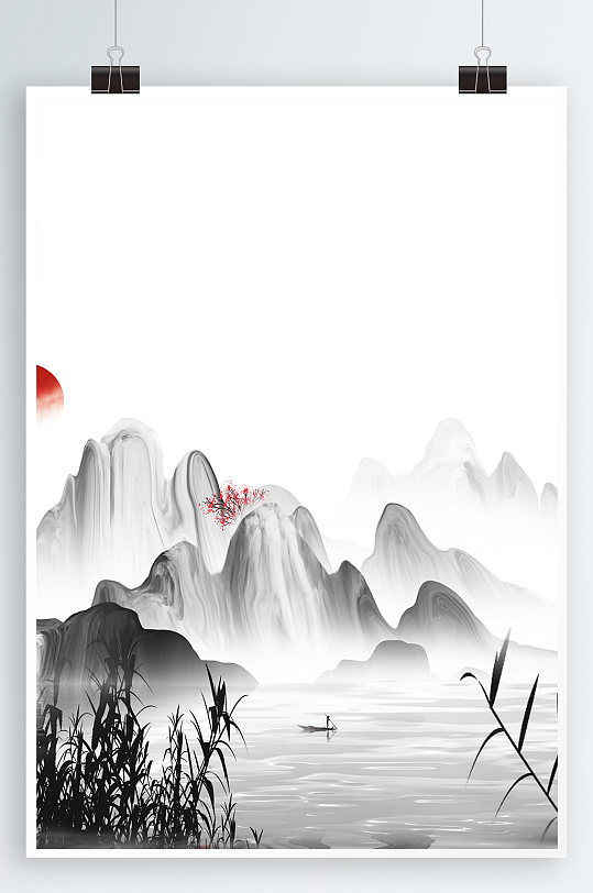 水墨背景禅意山水