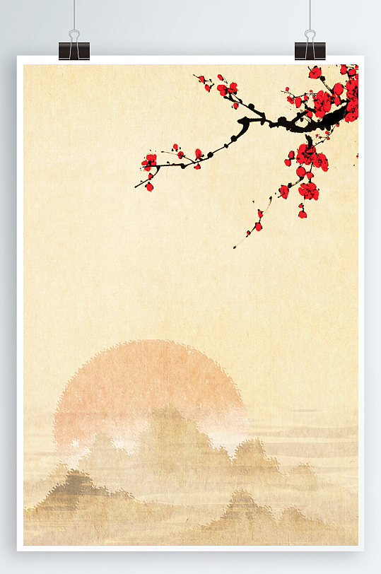 梅花山水海报图片-梅花山水海报高清素材下载-众图网