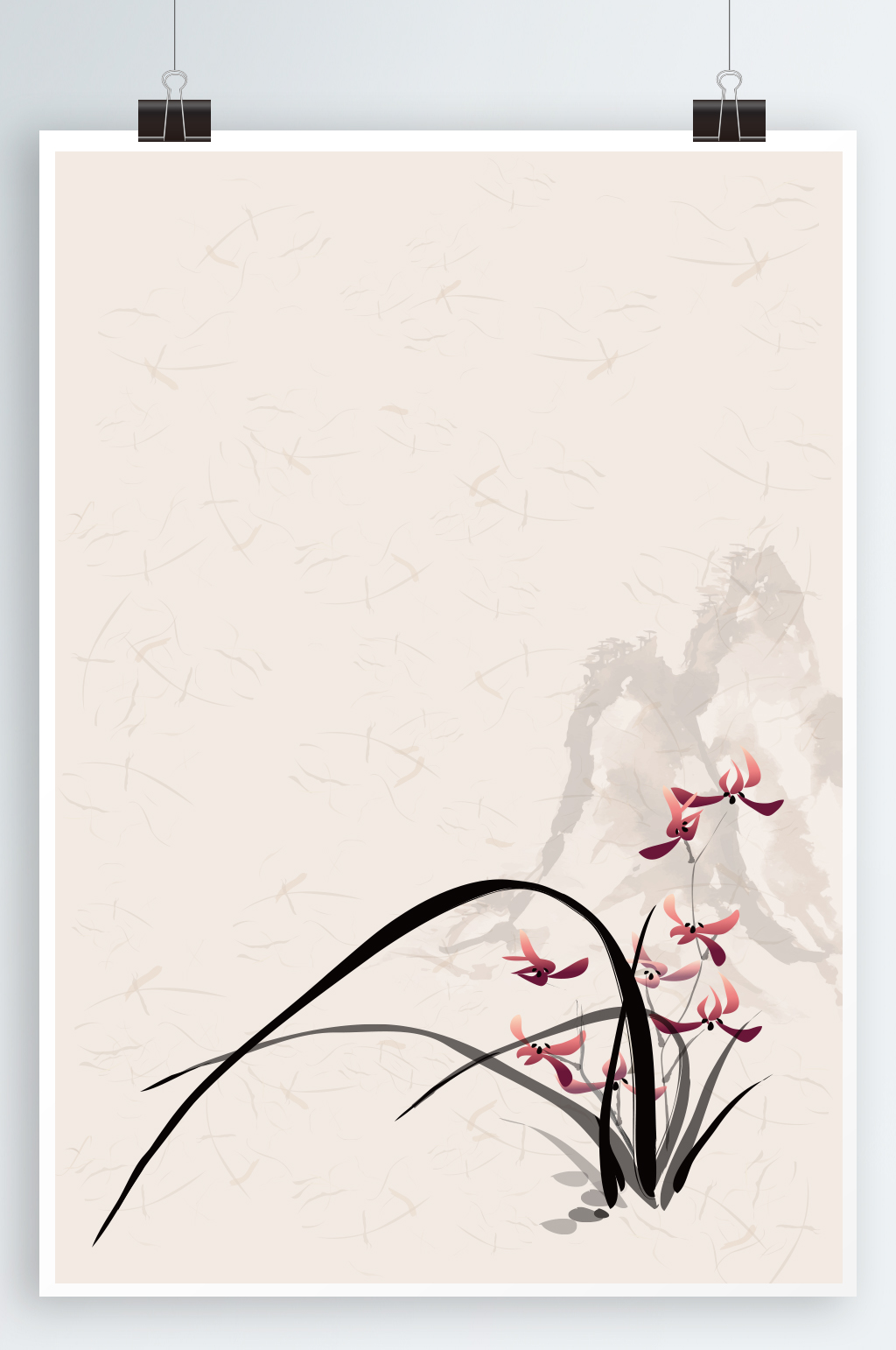 手绘兰花中国风元素
