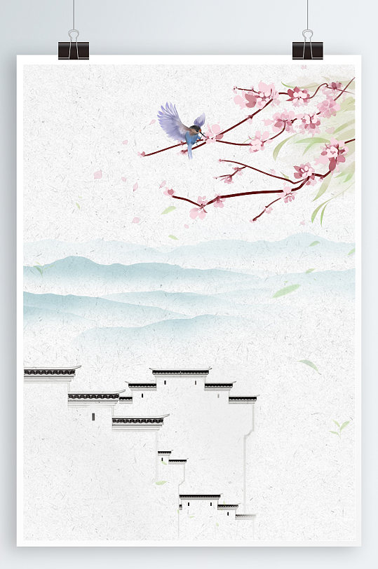 中式徽派山水背景-众图网
