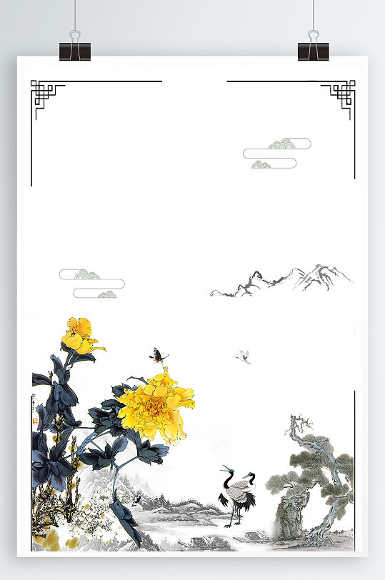 水墨菊花海报背景